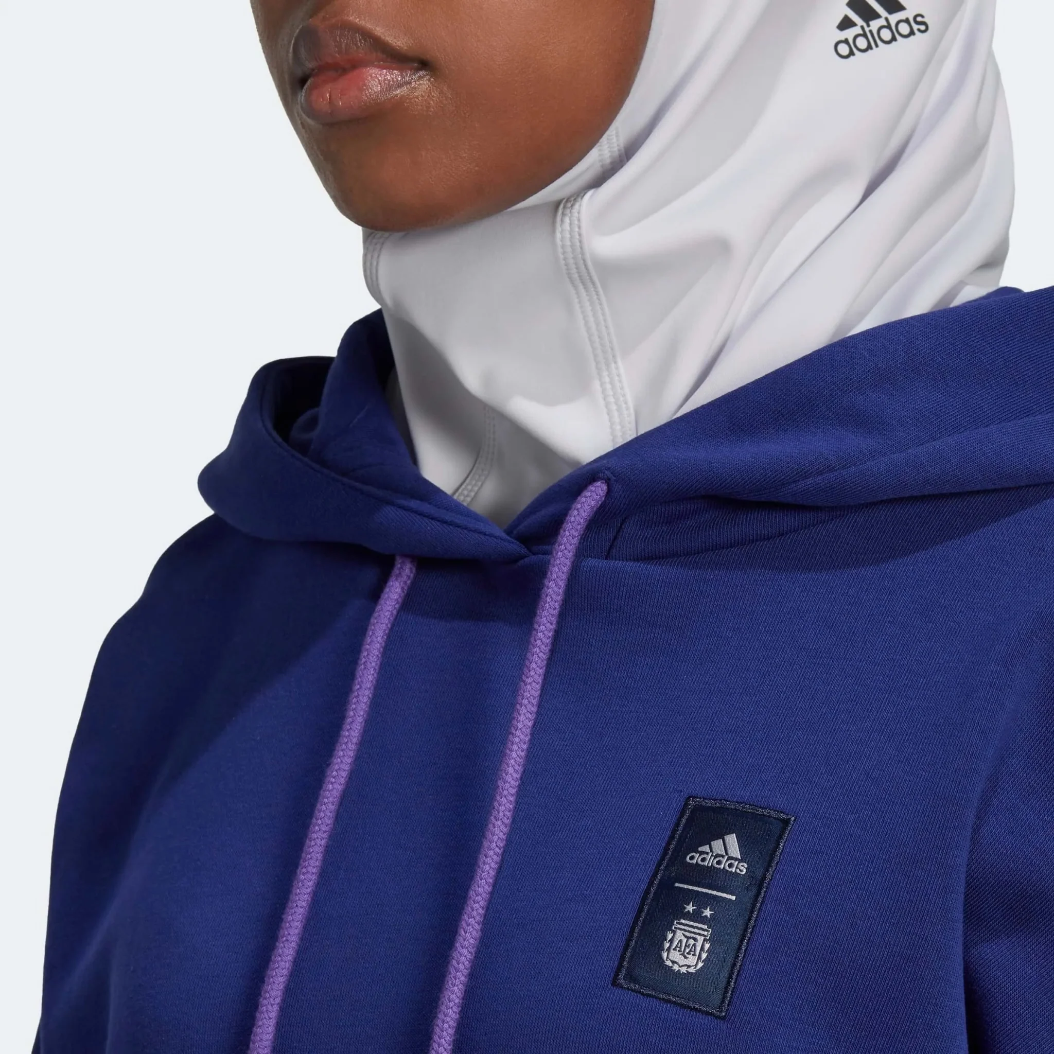 adidas 2022-23 Argentina Women's 3 Stripe Hoody Legacy Indigo - Image 5
