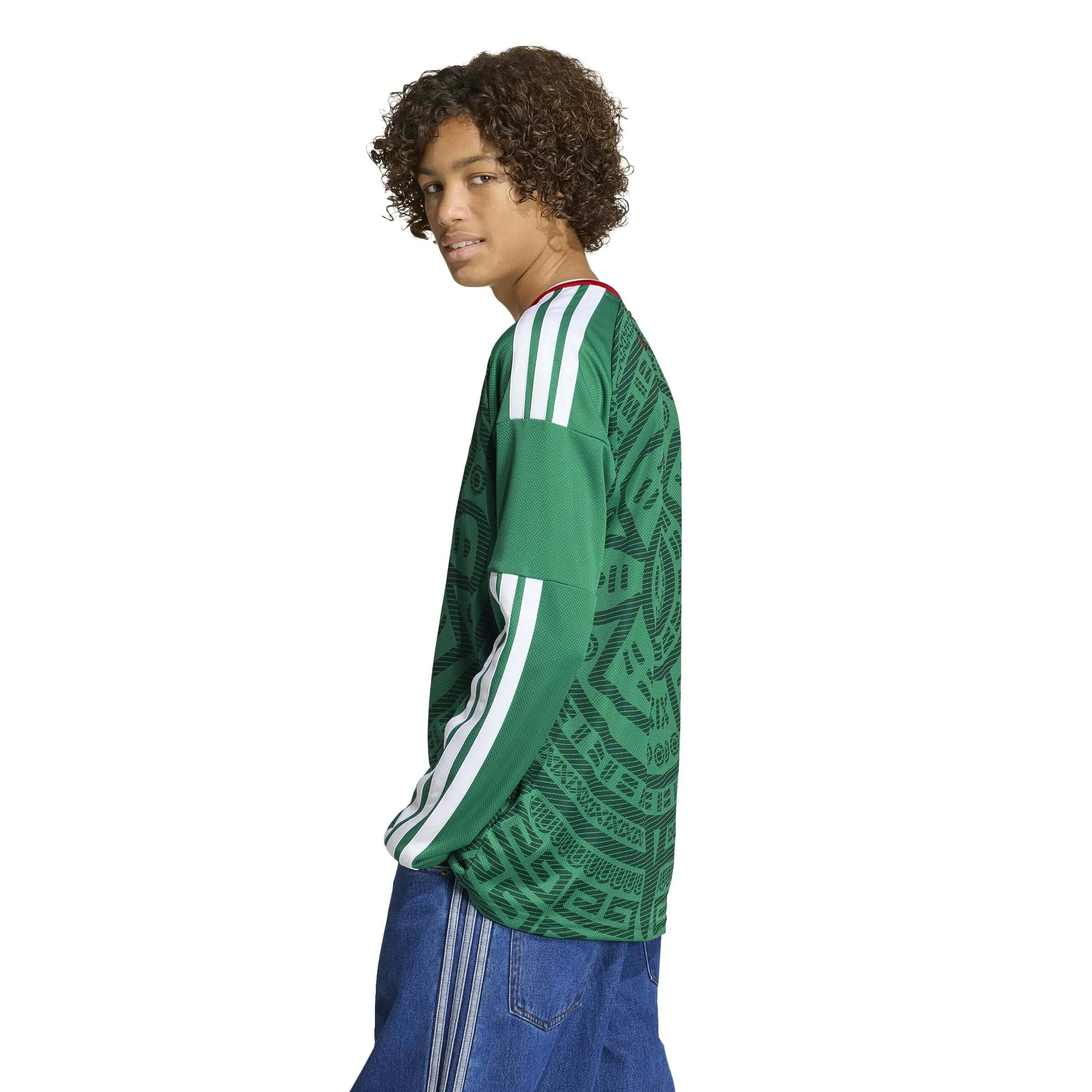 adidas 2026 Mexico Youth Stadium Home Long-Sleeve Soccer Jersey - Image 4